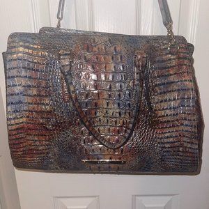 Brahmin Leather Croc Embossed XL Carryall Tote